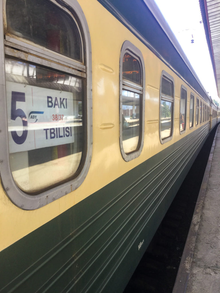 Train by Azerbaijan Railways upon arrival in Tbilisi