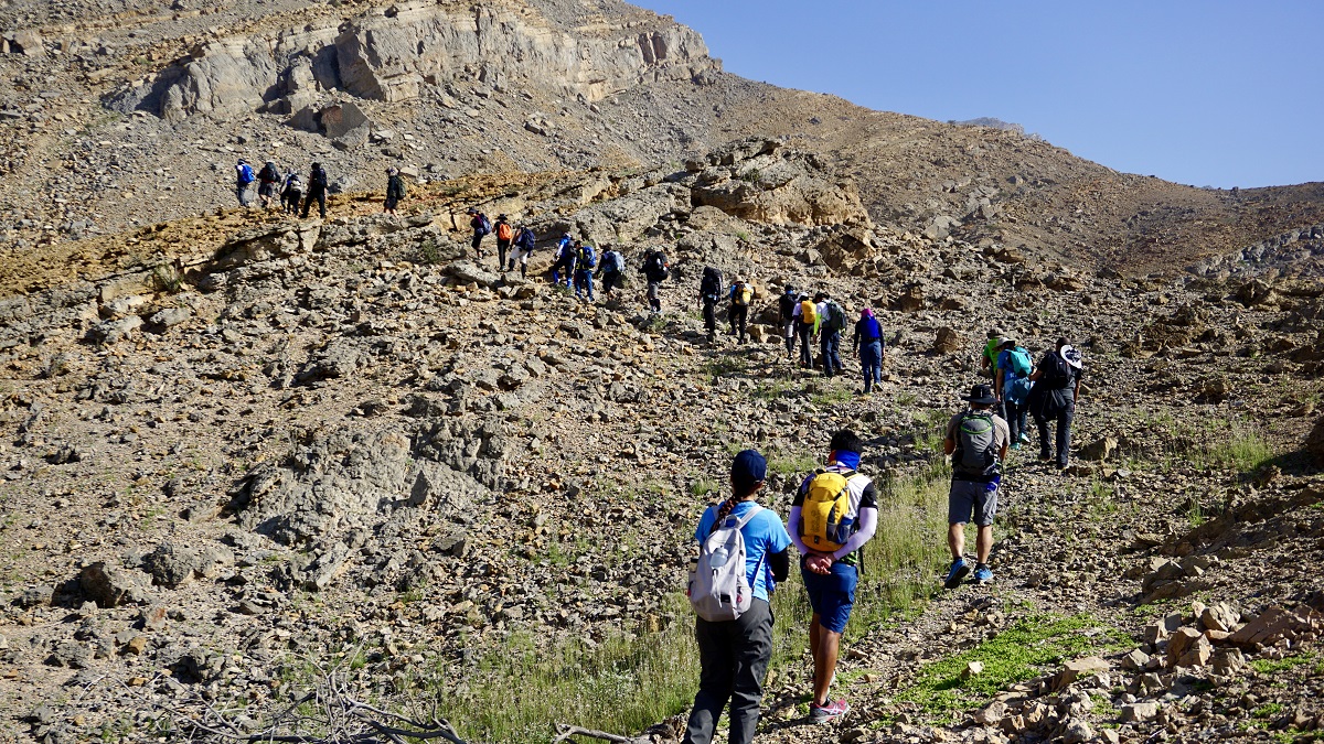 Hikers during FOX.AE's 4th Cancer Awareness Climb in Ras Al Khaimah
