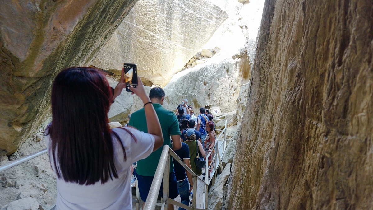 A small cave full of Petroglyphs in Qobustan National Park