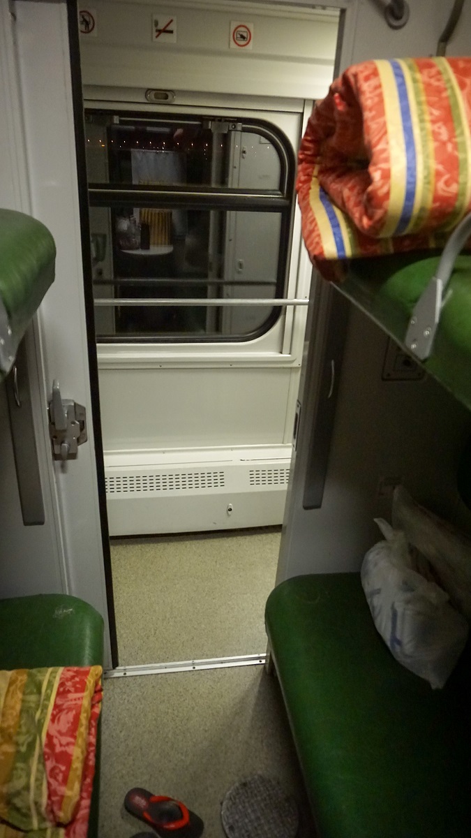 Overnight Train's Hallway View from our Second Class Cabin