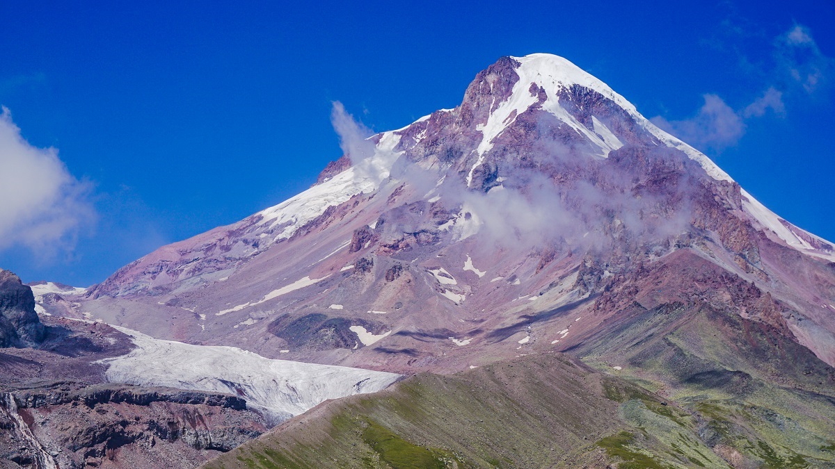 Gergeti Glacier and Mount Kazbek's peak