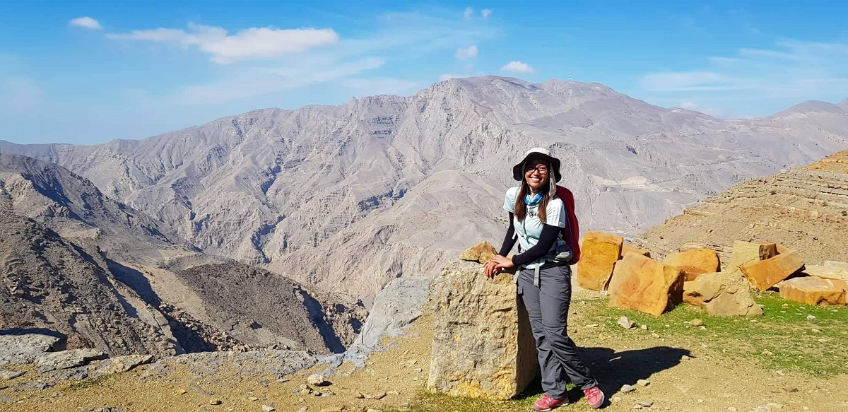 Jebel Jais at the background as seen from Wadi Al Far (small plateau after the stairs)