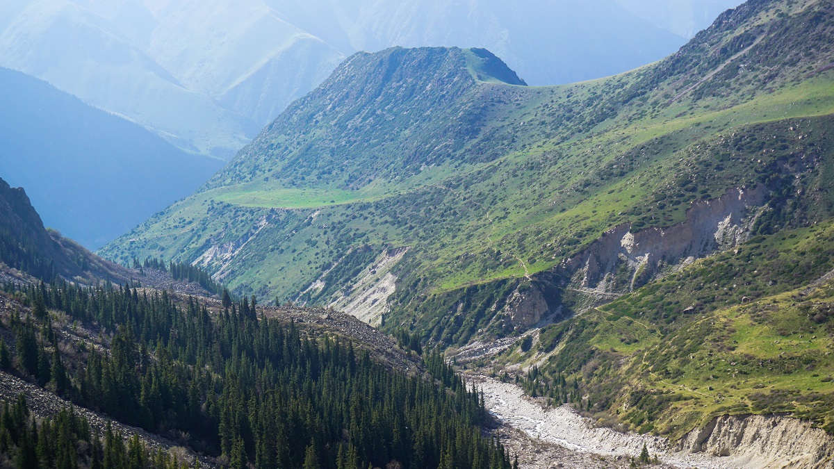 Ala Archa National Park taken from higher elevation during Spring 2022 