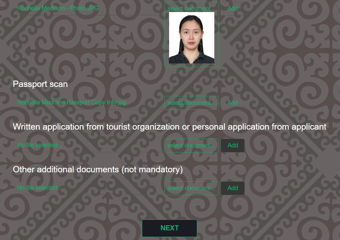 New Additional/Optional Requirements when applying for Kyrgyzstan Sapar or Tourist E-Visa as of July 2025 