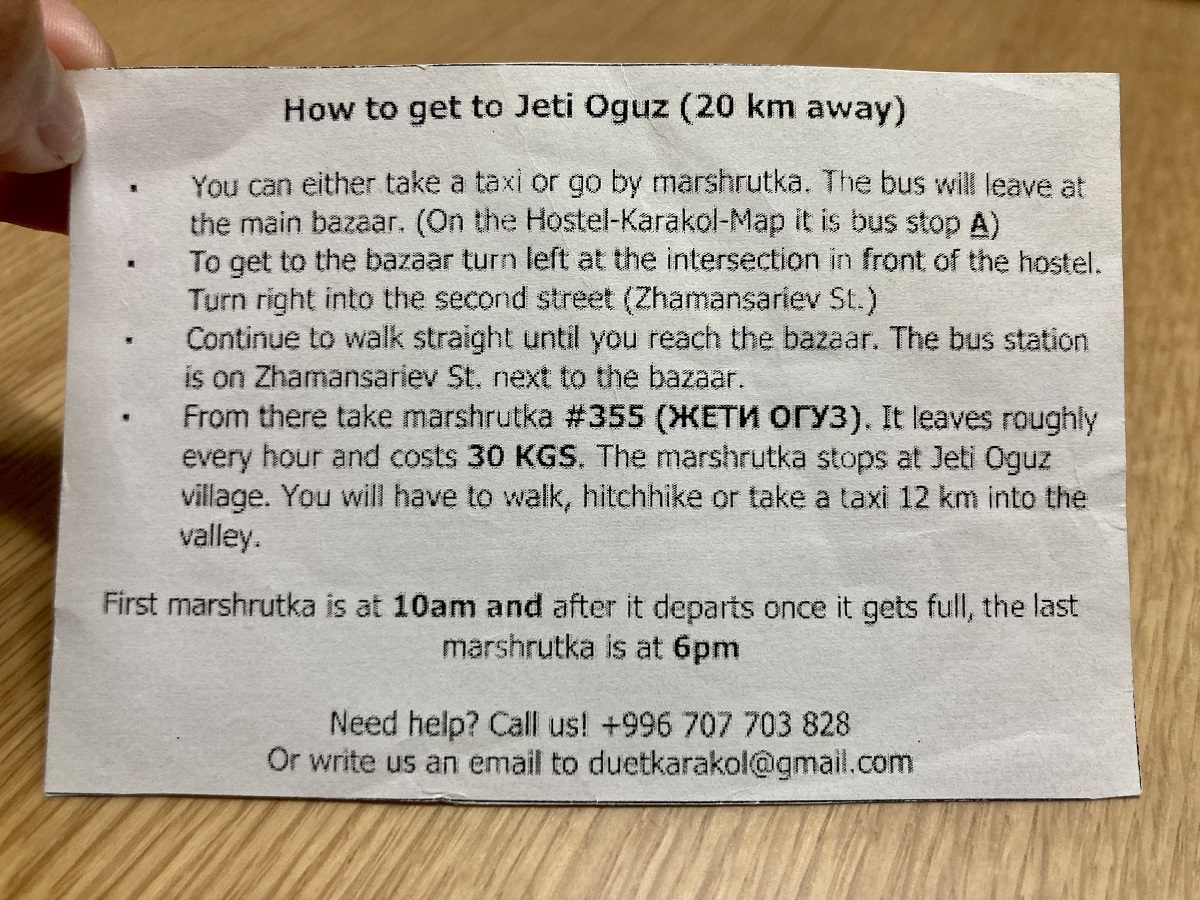 How to go to Jeti Oguz Information