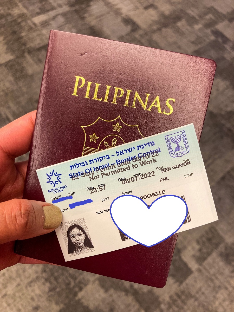 Israeli Entry Permit and my Philippine Passport 