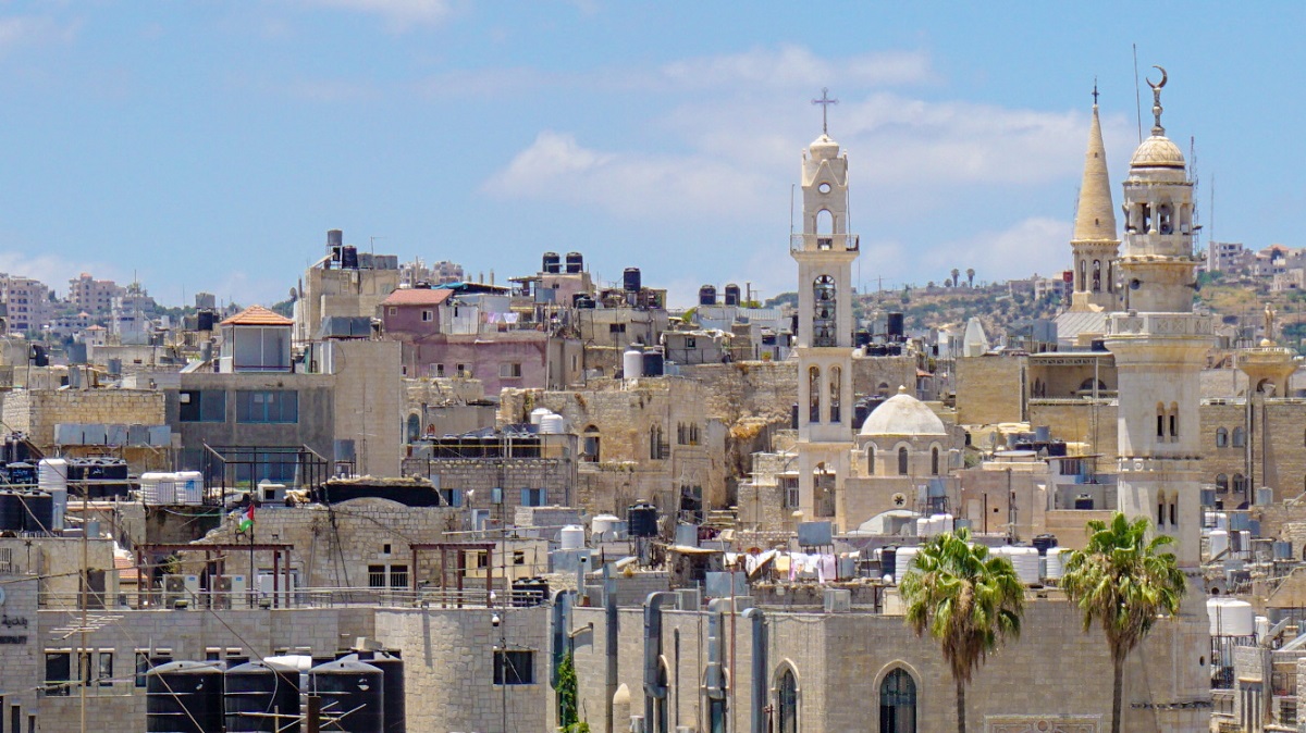 Panoramic view of Bethlehem, Palestine during our day trip (2022)