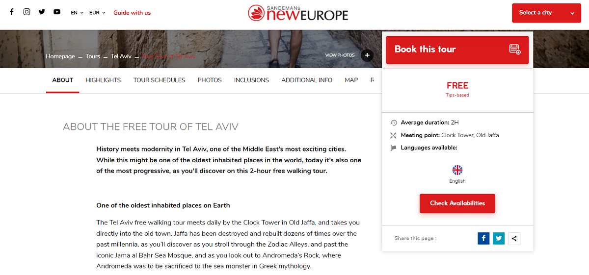 Booking the Walking Tour of Old Jaffa in Tel Aviv through Sandemans New Europe  
