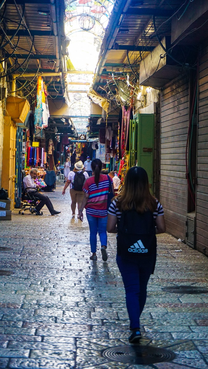 Walking along the Old City of Jerusalem