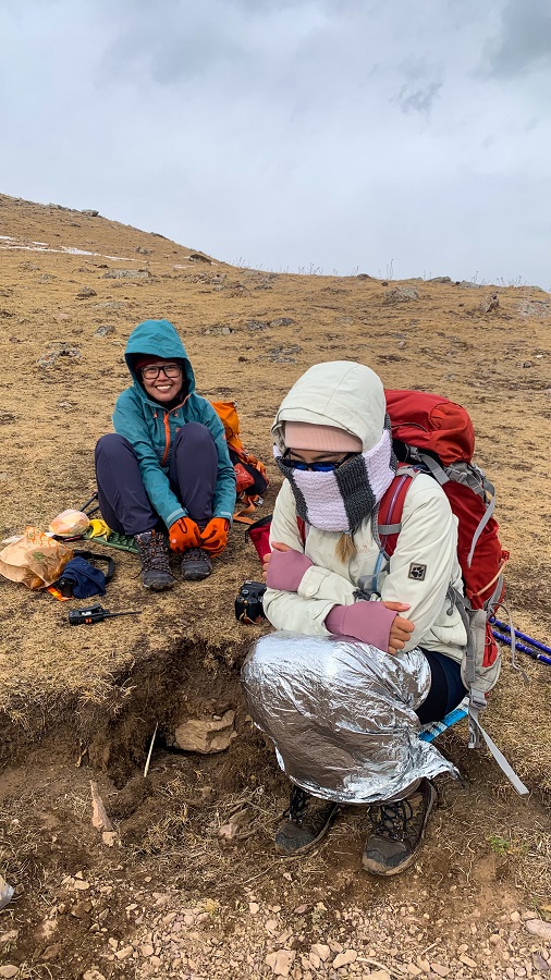 Beka and I suffering from the biting cold weather in Kol Tor Lake