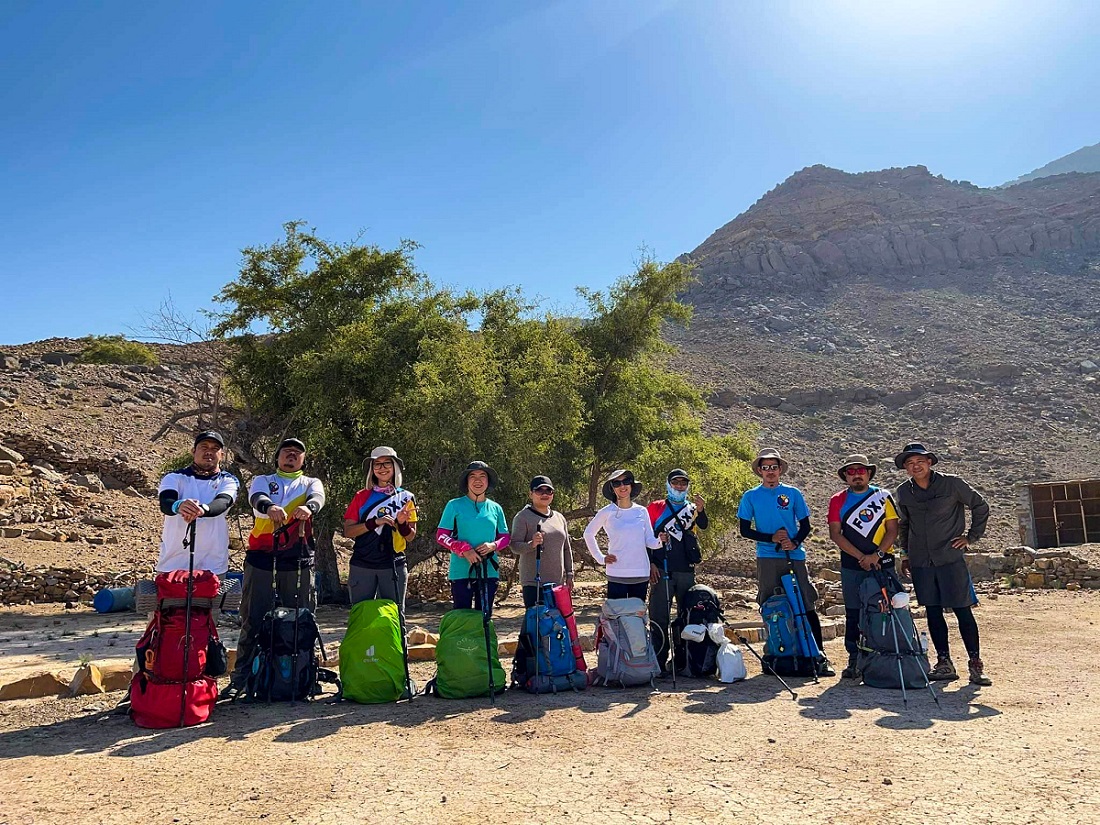 Team members during the Explore hike from wadi al far to wadi bih 