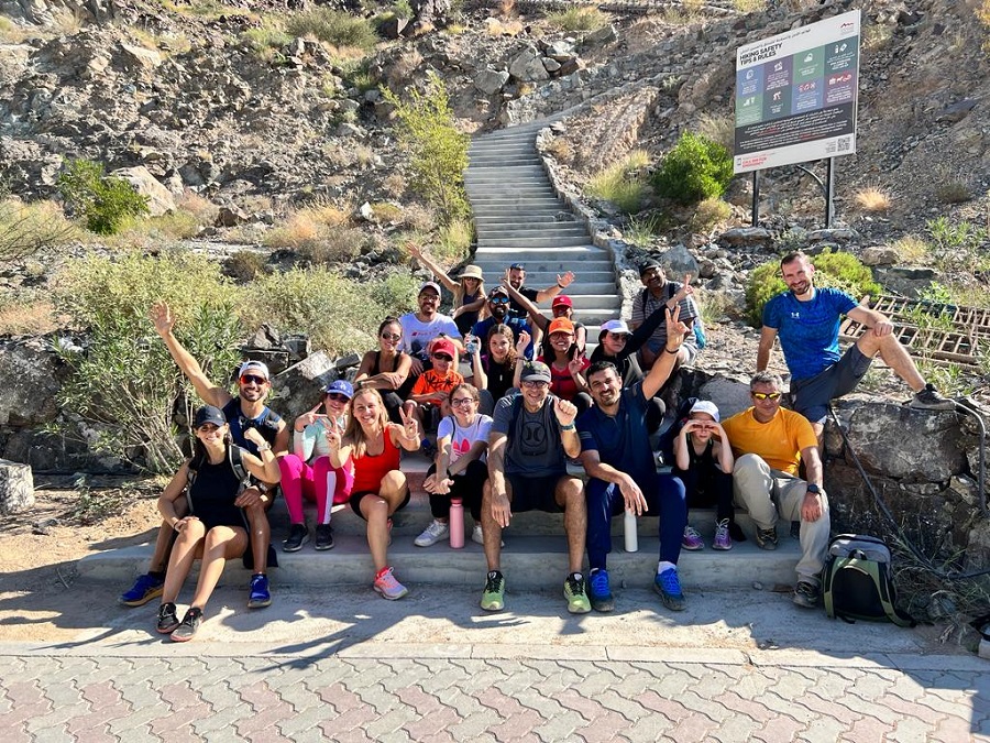 Bottom of Stairs in Wadi Shawka with colleagues
