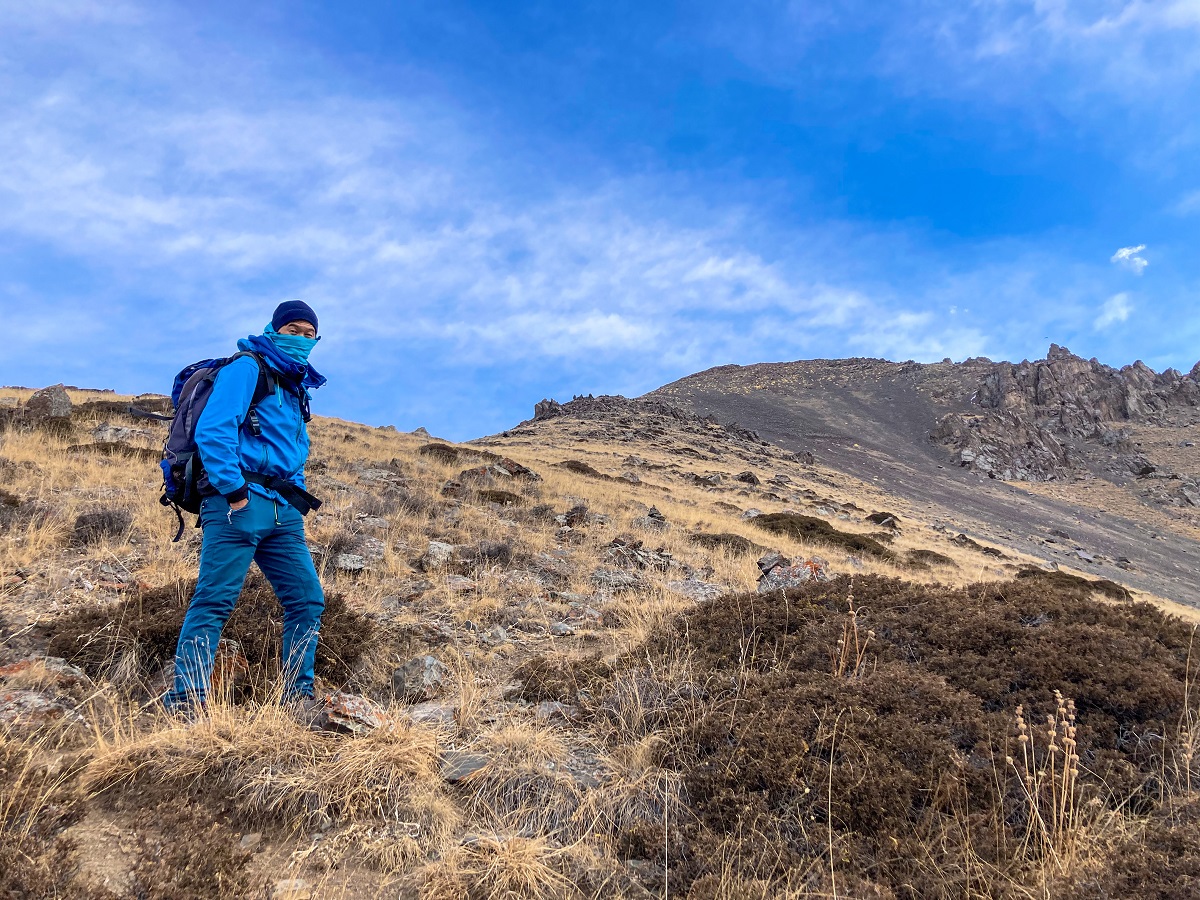 Mountain Guide Jamil leading the hike towards Komsomolets Peak