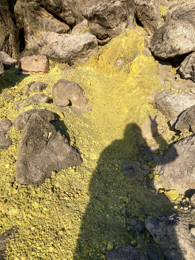 Green sulfur rocks found in Mount Apo at the boulders section