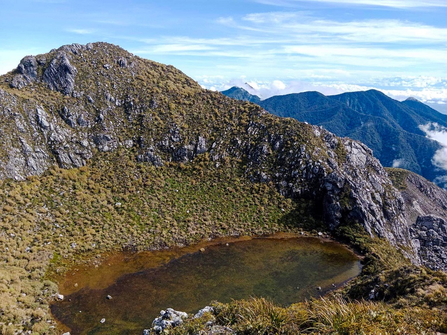 An aerial photo of Mount Apo's crater lake 