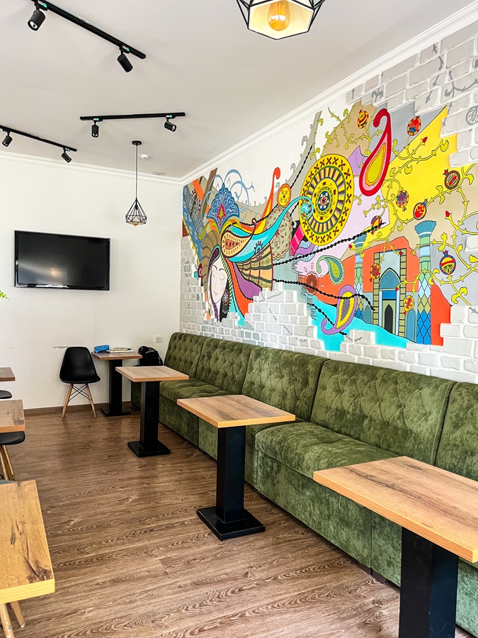 Dining & Co-Working Space Area of the Registan Hostel in Samarkand