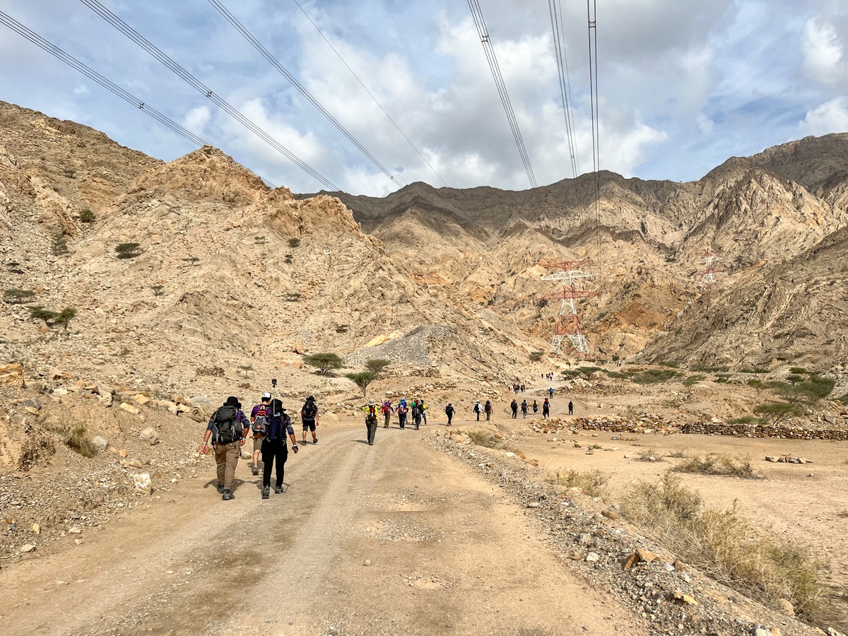 Hikers entering the wadi during the 8th Cancer Awareness Climb held in Ras Al Khaimah, UAE organized by FOX.AE 