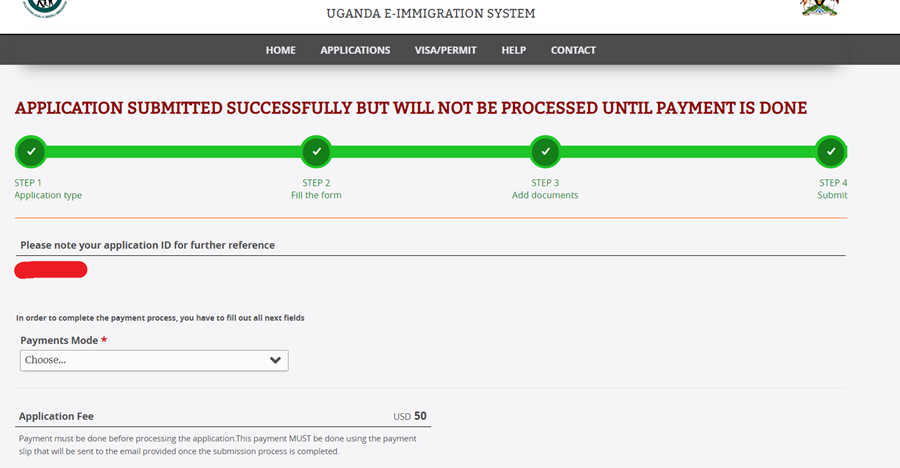 Uganda E-Visa Application Process Step 5 - Check Application Status