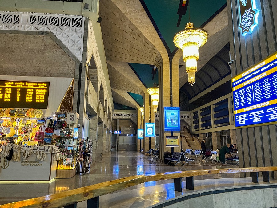 Interior and High Ceilings inside the Samarkand Train Station