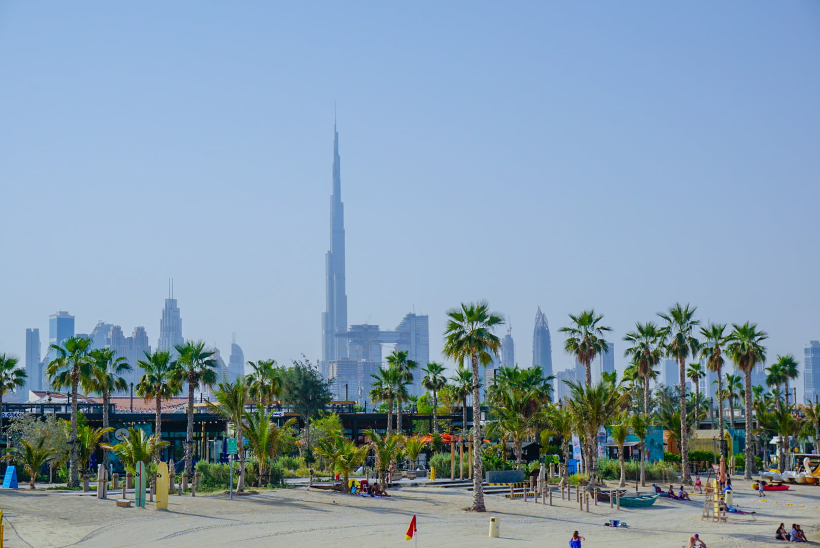 Skyline of Dubai with Burj Khalifa taken from La Mer Beach
