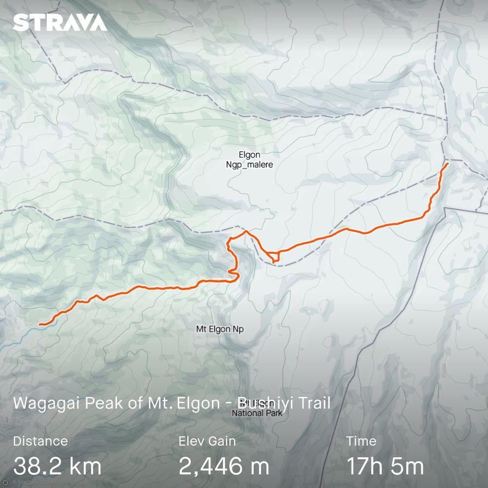 Hike Record from Strava on Mount Elgon through Bushiyi Trail to Wagagai Peak