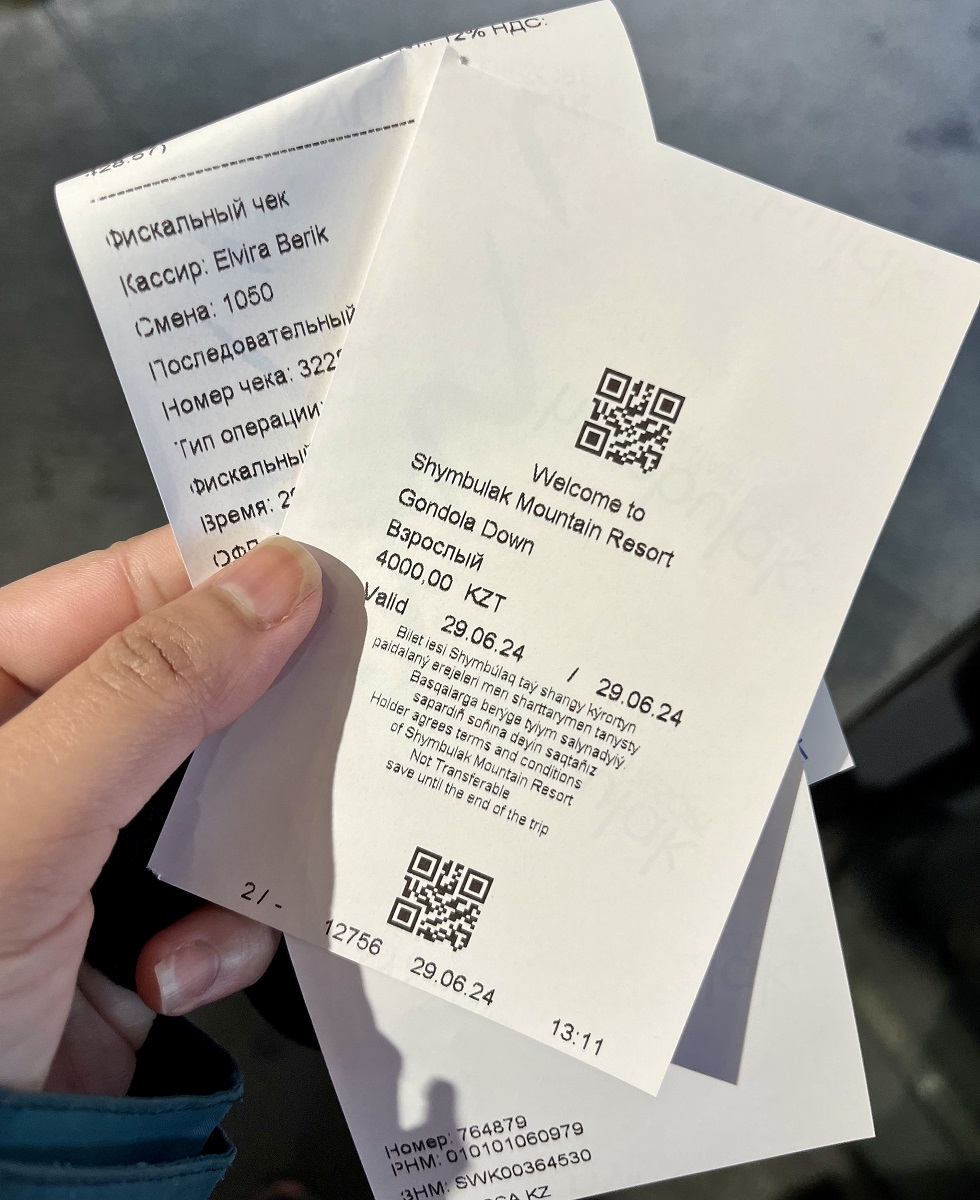 Cable Car or Gondola Cost for one Adult from Shymbulak Mountain Resort to Medeu Sport Complex  