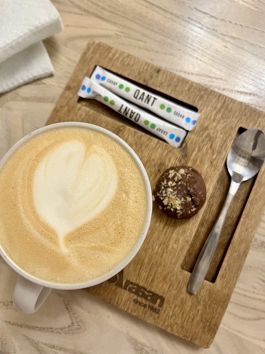 Coffee at the restaurant inside Arasan Wellness & Spa in Almaty