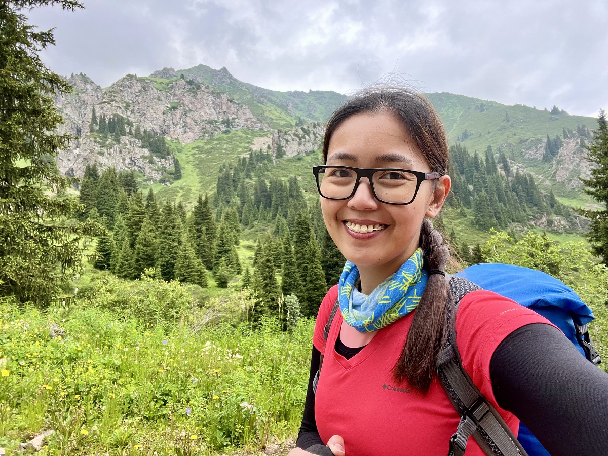 Selfie with Conifer Trees in Small Almaty George in Shymbulak