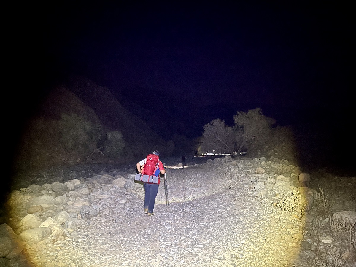 Hiking Wadi Nahela in Ras Al Khaimah at night 