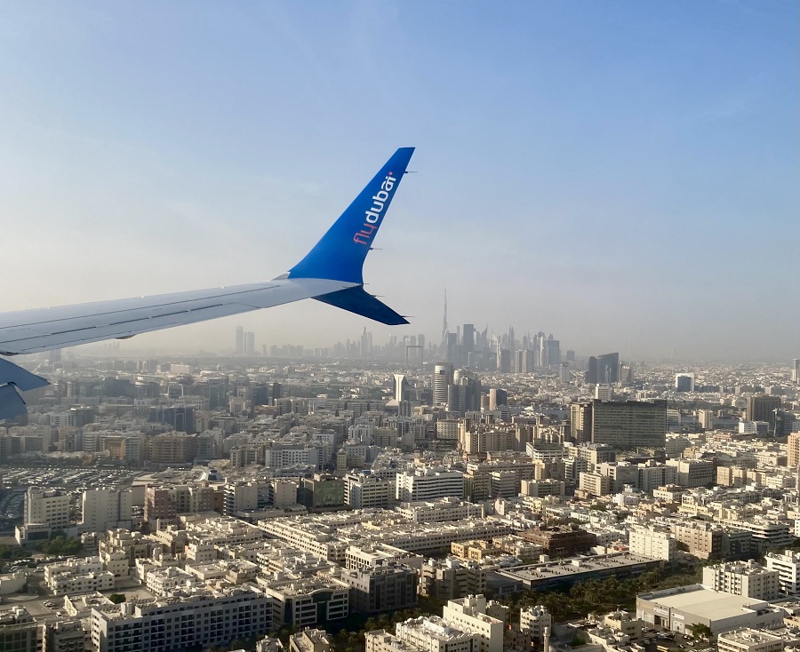 Low-cost carrier FlyDubai departing from Dubai, UAE