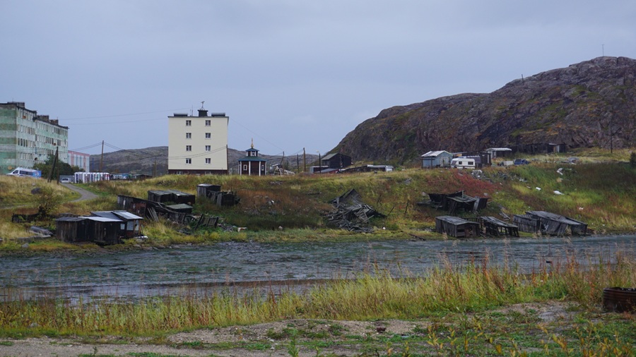 Old Teriberka with abandoned settlements 