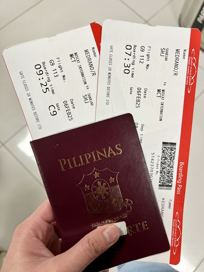 Two Boarding Passes for airport-to-airport visa run using Air Arabia 
