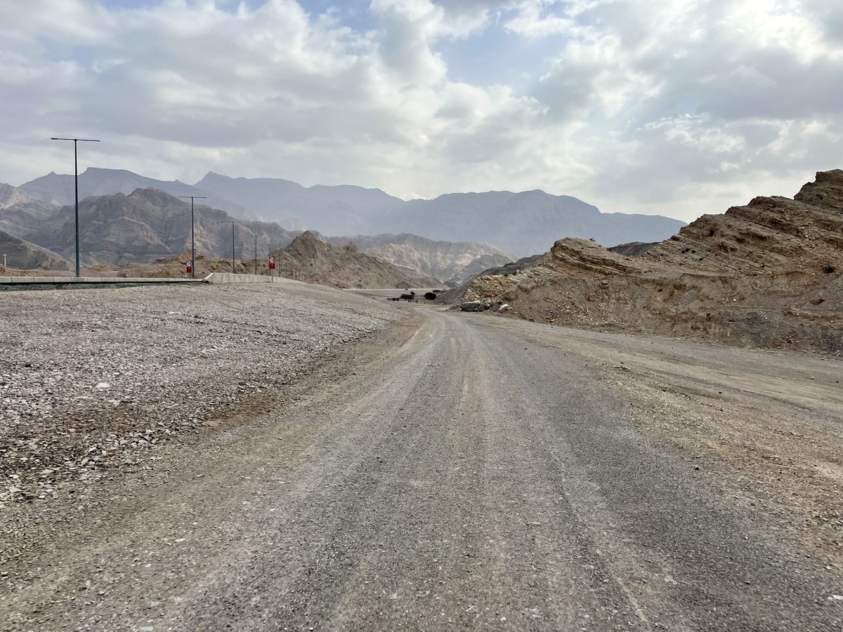 Offroad path towards Jebel Jais Road and trailhead to Wafi Trail from campsite in Ras Al Khaimah