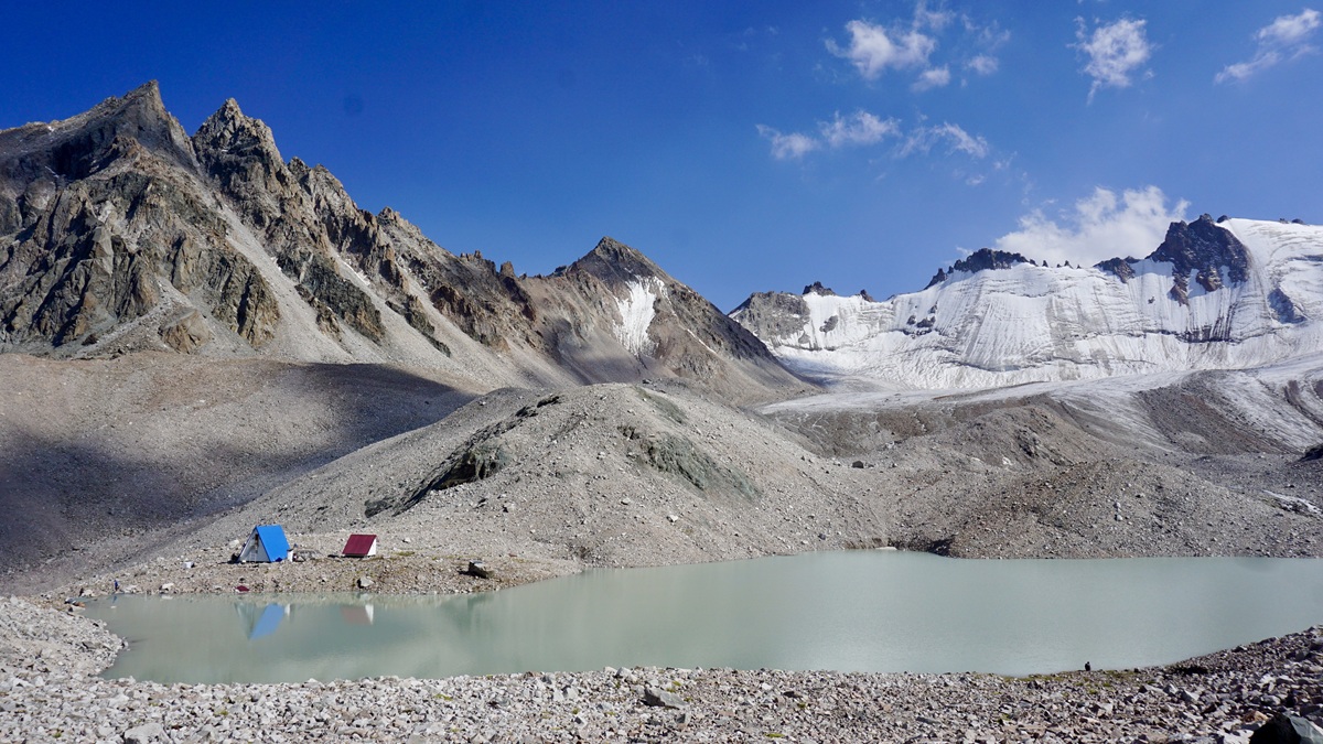 Adygene Glacier Lake in Ala Archa National Park in Kyrgyzstan