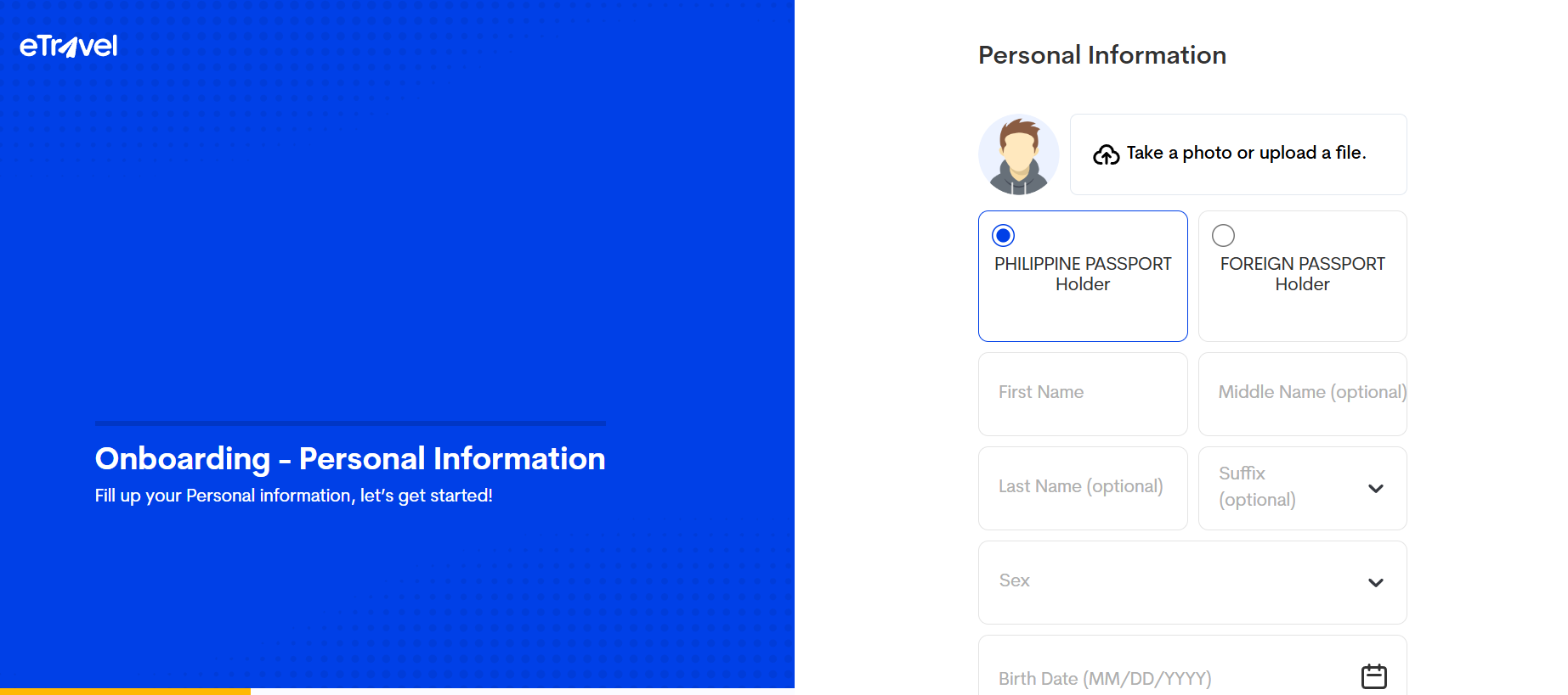 eTravel - Creating an Account 