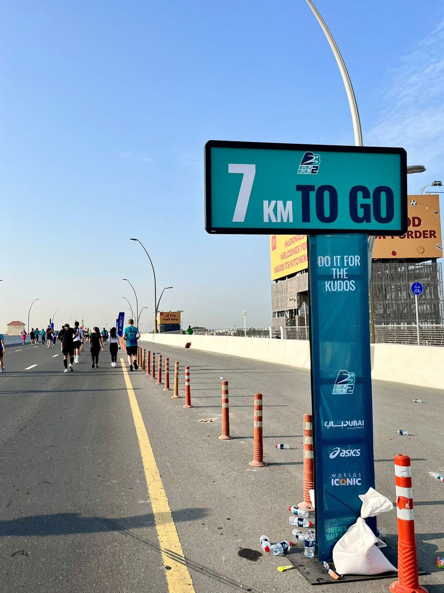 14 Kilometer point of Burj2Burj Half Marathon Route in Dubai Canal