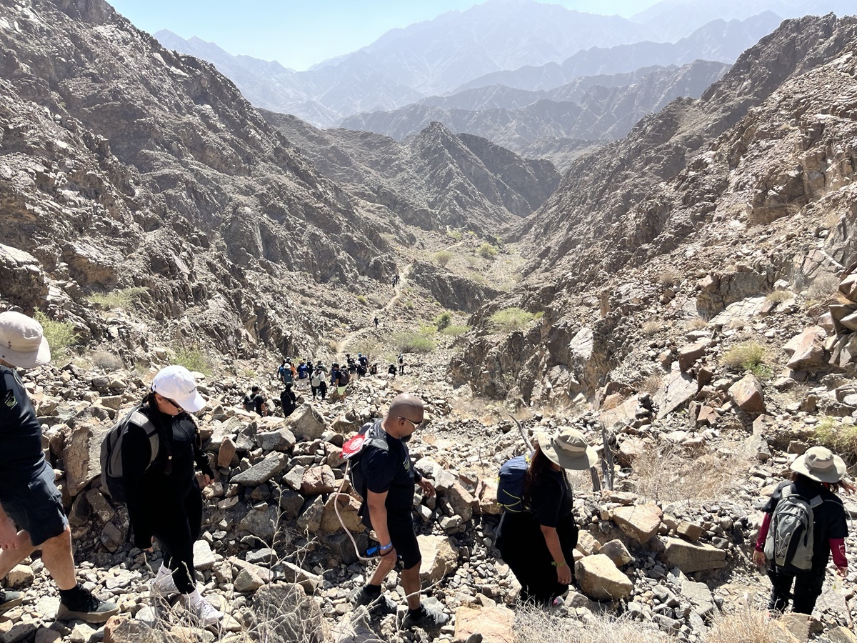 Hiking in Wadi Hayl during Columbia Hike Society Outdoor Festival 2026 in the UAE