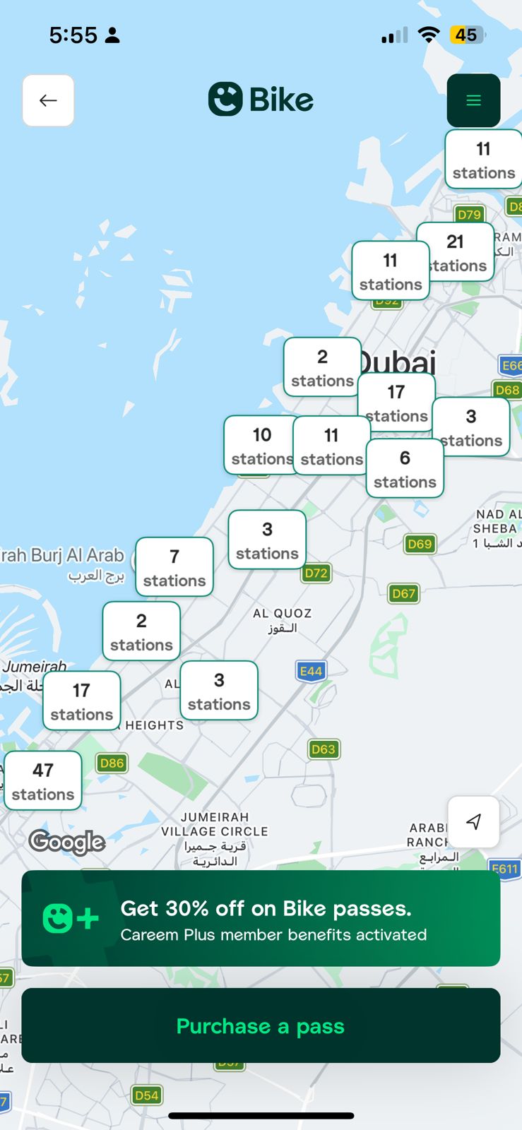 Careem Bike Docking Stations in Dubai