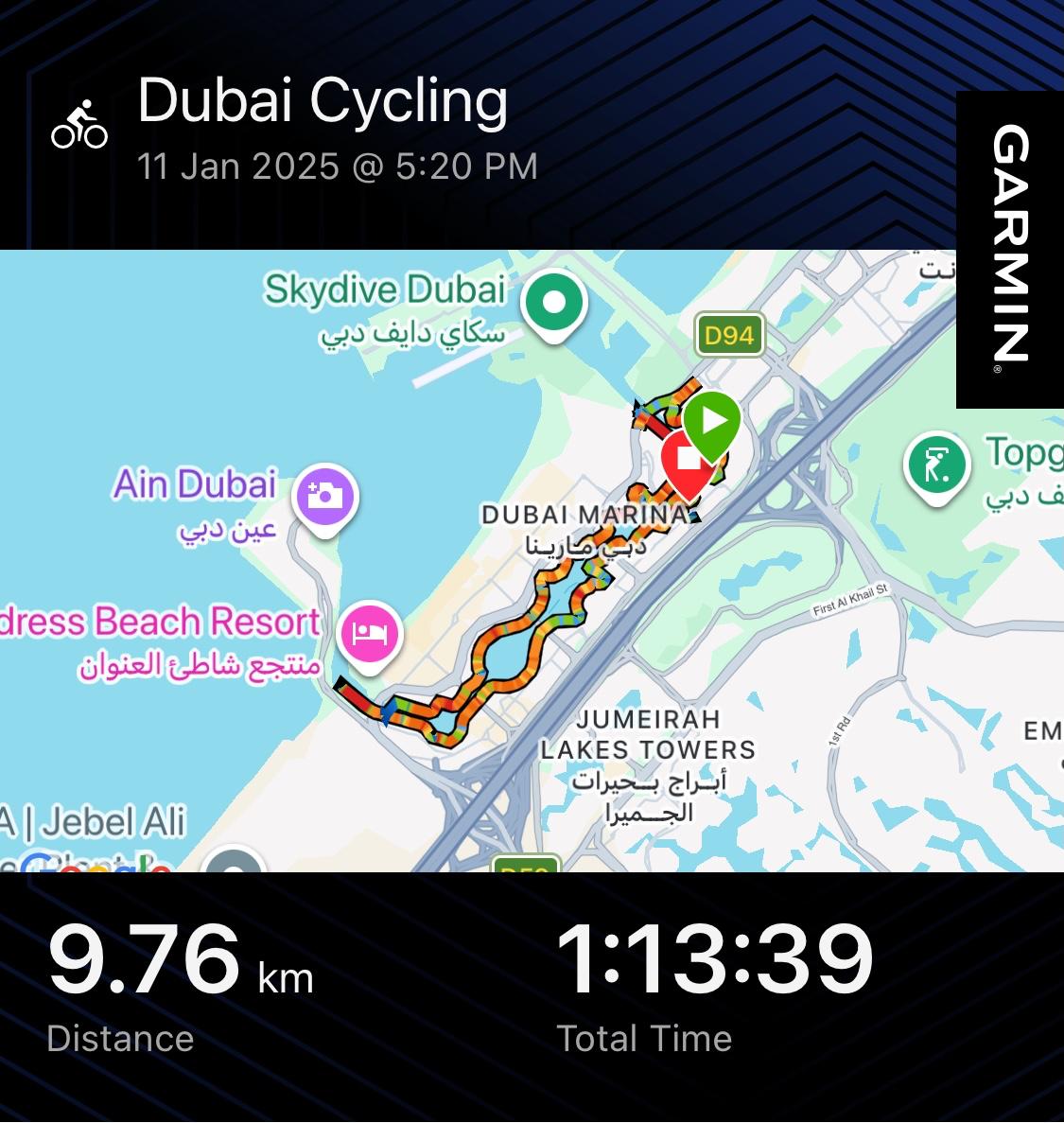 Garmin Record - Cycling in Dubai Marina with Careem Bike