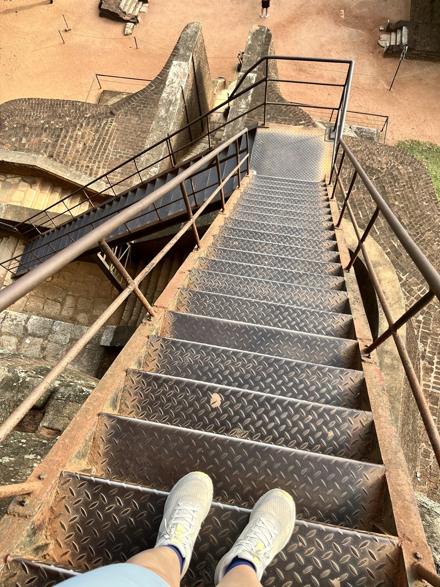 Metal stairs during our descent from the summit of Sigiriya Rock