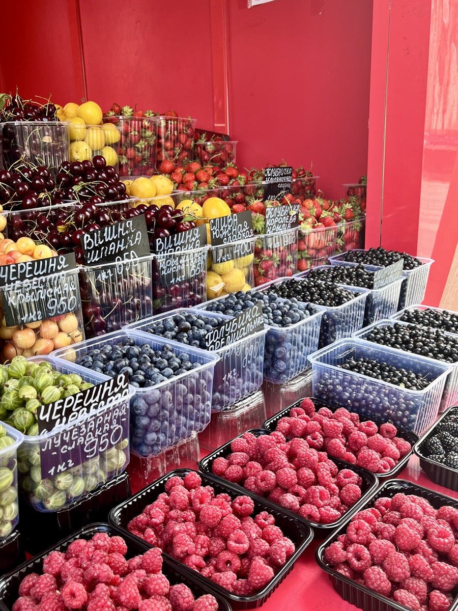 Fresh fruits in the street in Moscow during my trip in summer 2026