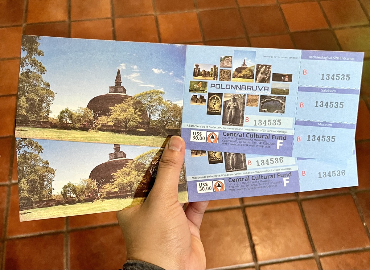 Entrance Fee Ticket to Polonnaruwa as of May 2026
