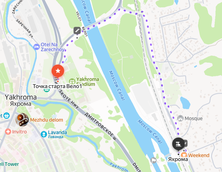Map Direction from Yakhroma Train Station to the start of VELO1 Cycling Track